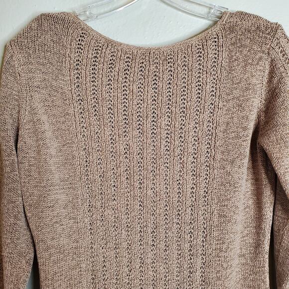 Rachel Zoe Karla 3/4 Sleeve Cable Knit Sweater Size L Tan Basic Fisherman - Picture 6 of 12